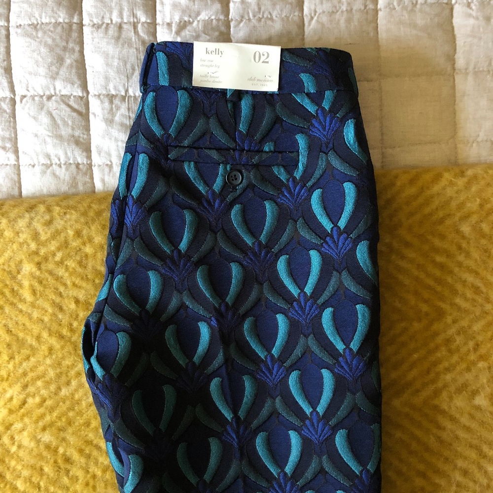 NWT CLUB MONACO Kelly Pant in Size 2 Navy Print